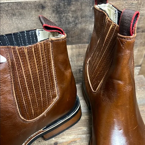 Olaes Cowboy Men's Ankle Boots Genuine Leather Chelsea Boots Size 28 US 11