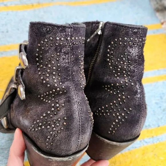 Old Gringo Boots Ankle Western Cowboy Studded Distressed Roxy Slip On Black 8