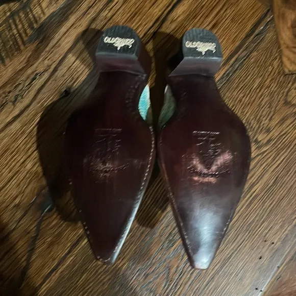 Old Gringo Cream and Brown Heeled Mule Boots
