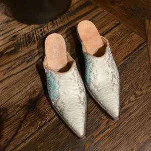 Old Gringo Cream and Brown Heeled Mule Boots