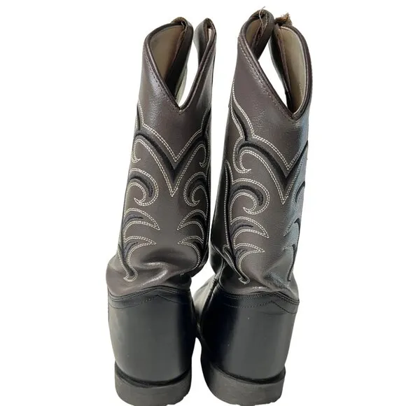 OLD WEST Boys Cowboy Boots Size 10 Leather Western Style Square Toe UNISEX