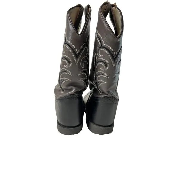 OLD WEST Boys Cowboy Boots Size 10 Leather Western Style Square Toe UNISEX