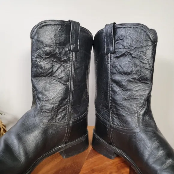 Old West Classic Black Leather Men's Western Boots Size 9 EE Cowboy