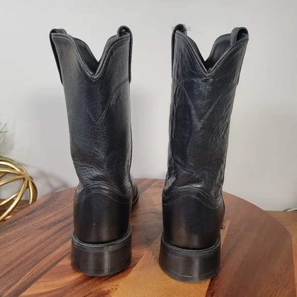 Old West Classic Black Leather Men's Western Boots Size 9 EE Cowboy