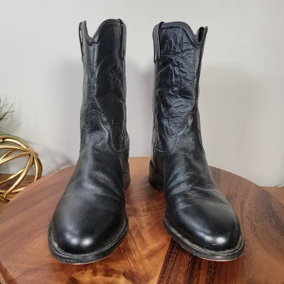 Old West Classic Black Leather Men's Western Boots Size 9 EE Cowboy