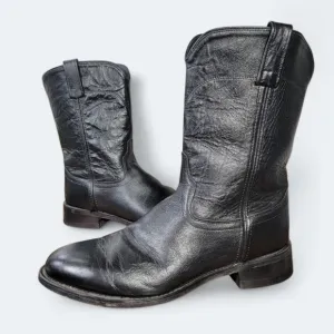 Old West Classic Black Leather Men's Western Boots Size 9 EE Cowboy