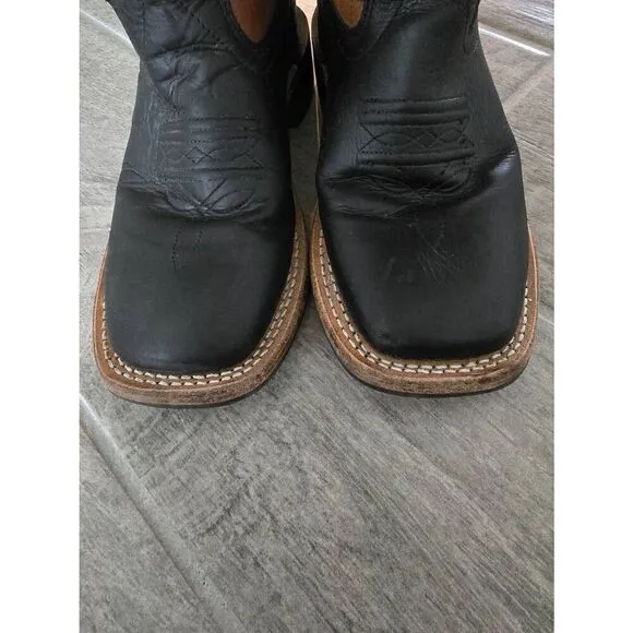 Old West Country Western Cowboy Boots Leather Square Toe Unisex Size 1.5