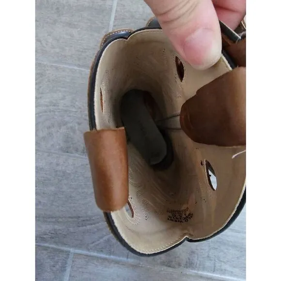 Old West Country Western Cowboy Boots Leather Square Toe Unisex Size 1.5