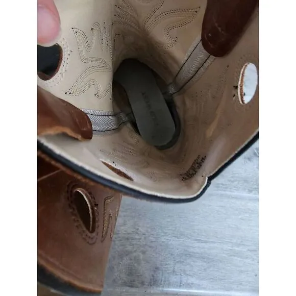 Old West Country Western Cowboy Boots Leather Square Toe Unisex Size 1.5