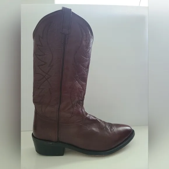 Old West Men's Leather Cowboy Boots Cherry SCM 7013 Size 10