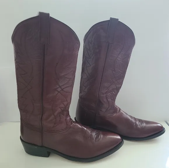 Old West Men's Leather Cowboy Boots Cherry SCM 7013 Size 10
