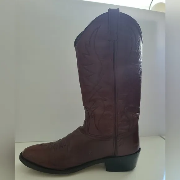 Old West Men's Leather Cowboy Boots Cherry SCM 7013 Size 10