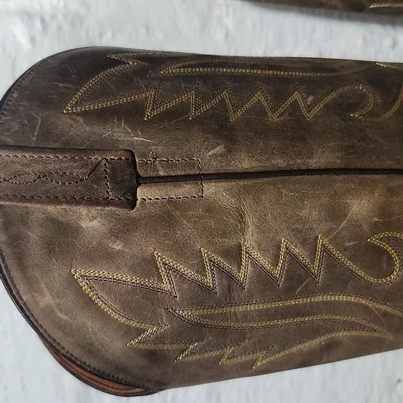 Old West Tan Canyon Mens Leather Cowboy Boots Size 11 REG OW 2051