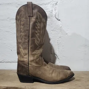 Old West Tan Canyon Mens Leather Cowboy Boots Size 11 REG OW 2051