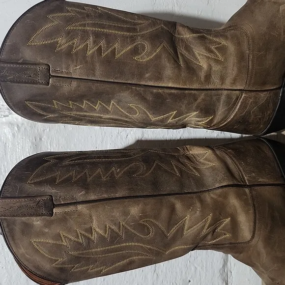 Old West Tan Canyon Mens Leather Cowboy Boots Size 11 REG OW 2051