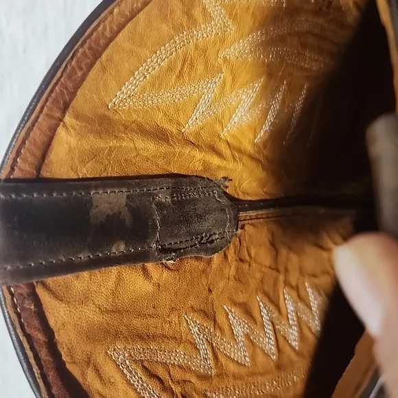 Old West Tan Canyon Mens Leather Cowboy Boots Size 11 REG OW 2051