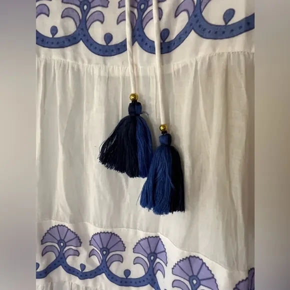 Oliphant XS Holland Blue Long Tiered Tassel Maxi Dress Tuckernuck