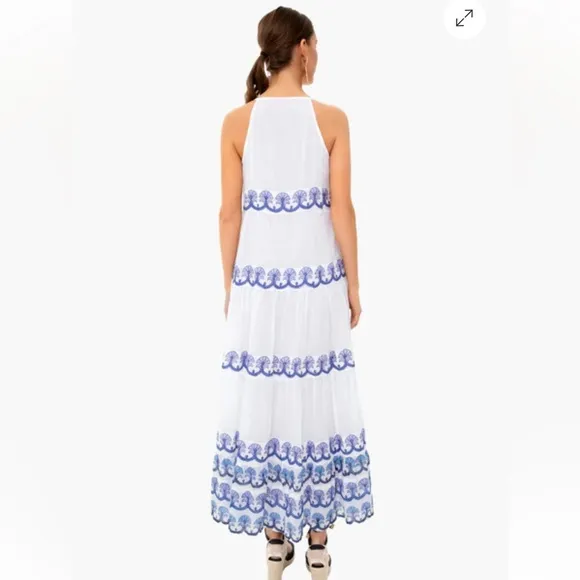 Oliphant XS Holland Blue Long Tiered Tassel Maxi Dress Tuckernuck