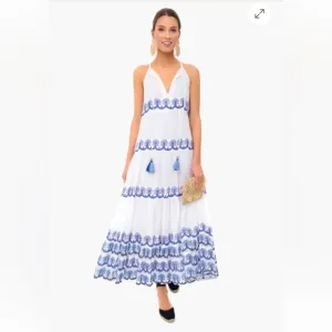 Oliphant XS Holland Blue Long Tiered Tassel Maxi Dress Tuckernuck