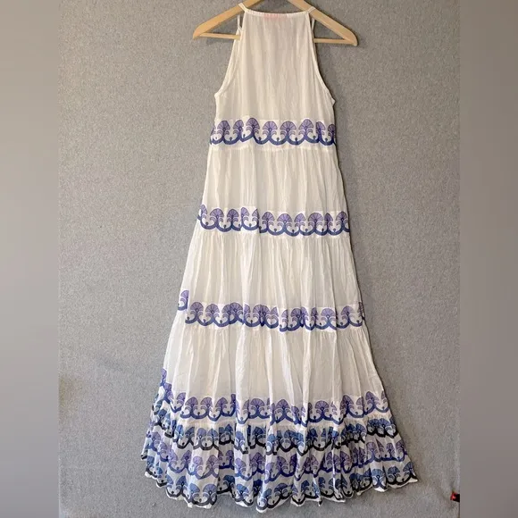 Oliphant XS Holland Blue Long Tiered Tassel Maxi Dress Tuckernuck