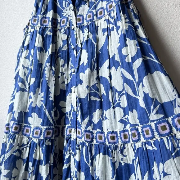 Olivia James The Label Ro Short Sleeveless Dress in Blue Shadow Floral Sz S