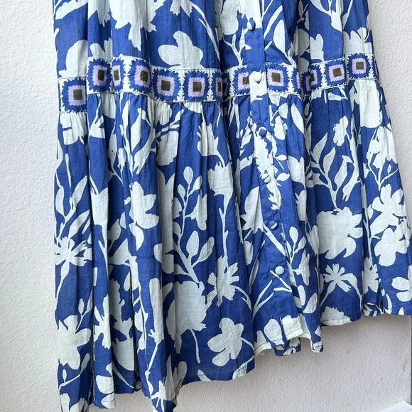 Olivia James The Label Ro Short Sleeveless Dress in Blue Shadow Floral Sz S