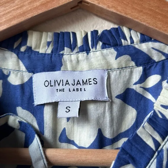 Olivia James The Label Ro Short Sleeveless Dress in Blue Shadow Floral Sz S
