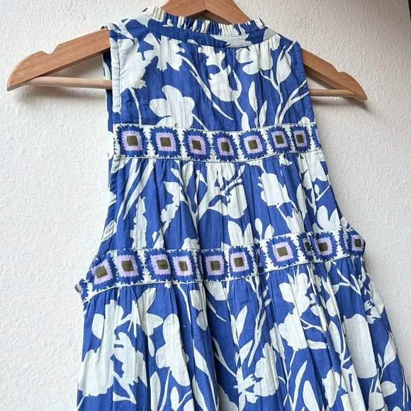 Olivia James The Label Ro Short Sleeveless Dress in Blue Shadow Floral Sz S