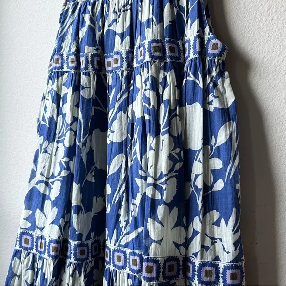 Olivia James The Label Ro Short Sleeveless Dress in Blue Shadow Floral Sz S