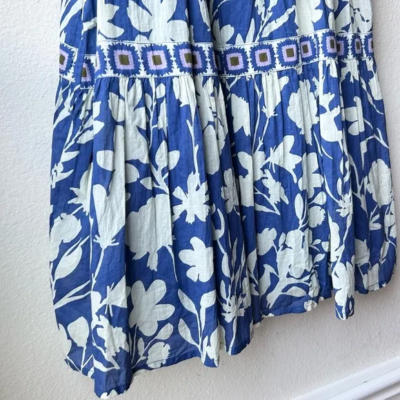 Olivia James The Label Ro Short Sleeveless Dress in Blue Shadow Floral Sz S
