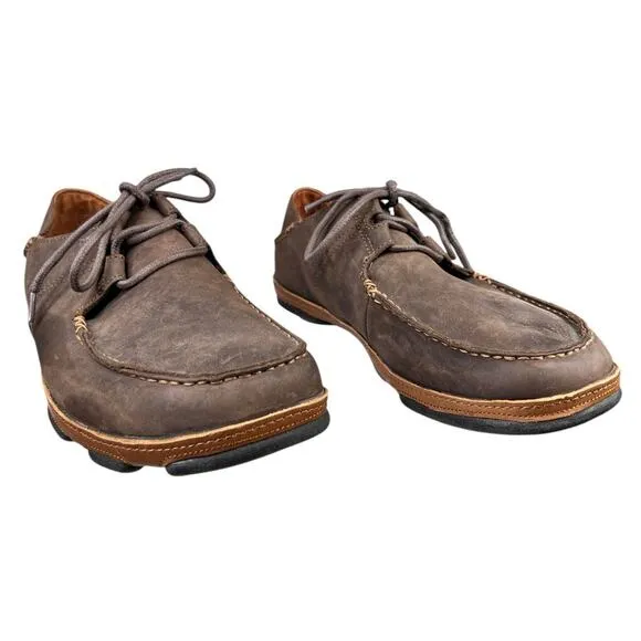 Olukai Men’s Ohana Brown Leather Lace Up Convertible Loafers Size US 11