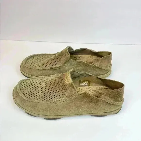 Olukai Moloa Kohana Men's Suede Casual Slip On Shoe Loafers US Sz  9 Euro 42 Tan