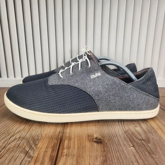 OluKai Nohea Moku Mens Sz 11.5 Gray Slip On Casual Beach Boardwalk Loafers Shoes