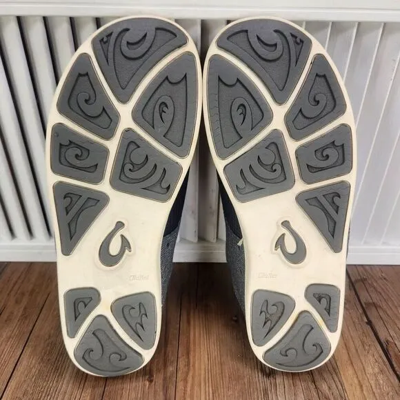 OluKai Nohea Moku Mens Sz 11.5 Gray Slip On Casual Beach Boardwalk Loafers Shoes