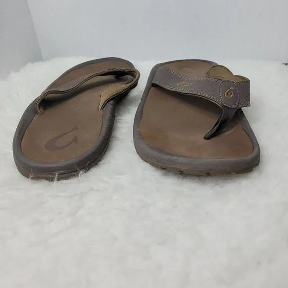 Olukai Ohana Dark Java Brown Comfort Flip Flop Men's Sandals Size 12