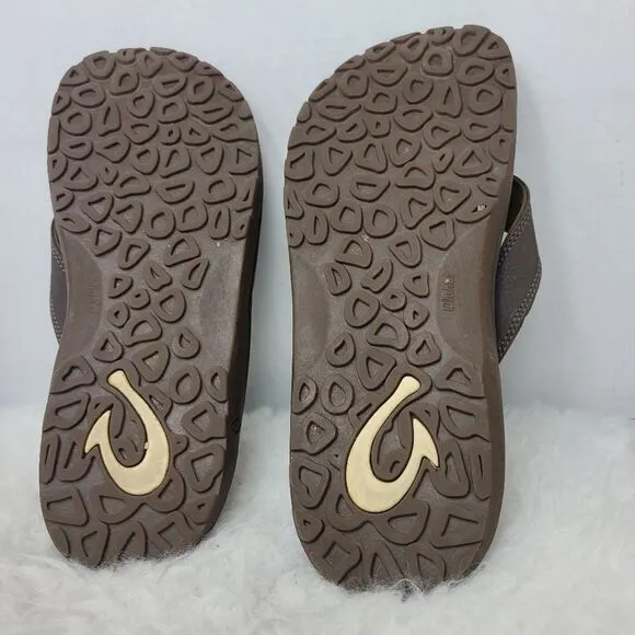 Olukai Ohana Dark Java Brown Comfort Flip Flop Men's Sandals Size 12