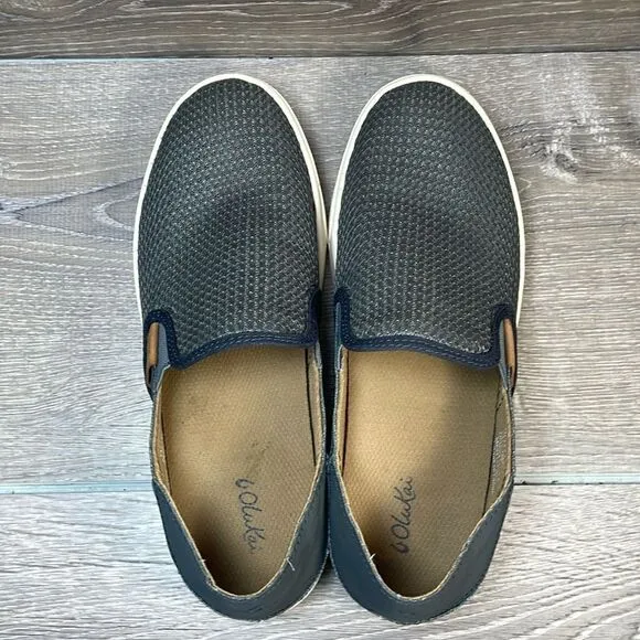 Olukai Pehuea Slip On Gray Women’s Size 7.5 Mesh Collapsible Heel Sneakers