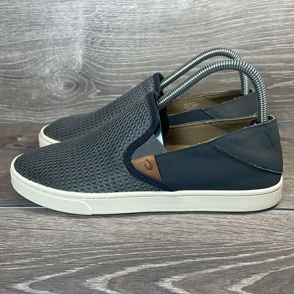 Olukai Pehuea Slip On Gray Women’s Size 7.5 Mesh Collapsible Heel Sneakers