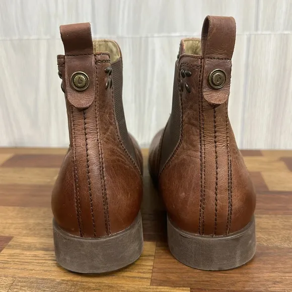 Olukai Womens Boots 6.5 Kualona‎ Brown Leather Ankle Chelsea Stud Shoe Slip On