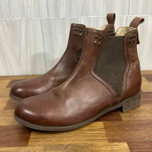 Olukai Womens Boots 6.5 Kualona‎ Brown Leather Ankle Chelsea Stud Shoe Slip On