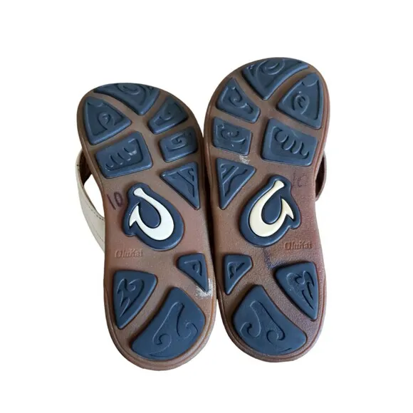 OluKai Women's Kumu Sandal Size 8 Thong Flip Flop Beach Slide White Leather