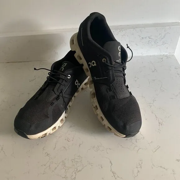 On Cloud 5 Black White Running Sneakers Men's Sz 12 59.98919 Fall Athleisure