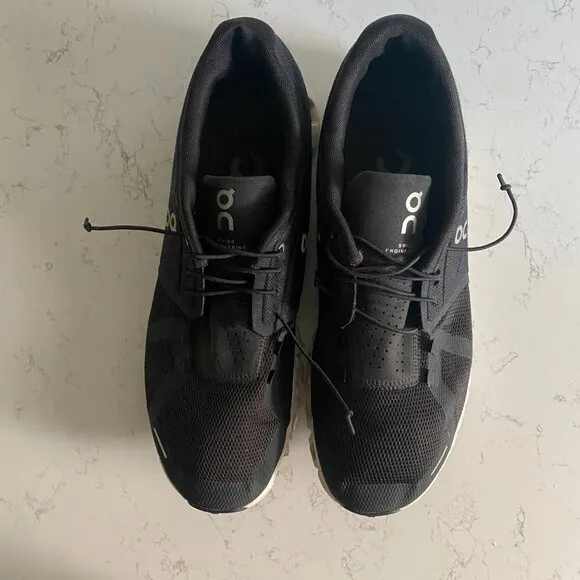 On Cloud 5 Black White Running Sneakers Men's Sz 12 59.98919 Fall Athleisure