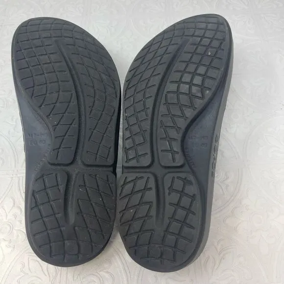 Oofos Black Gray Snake Print Ooahh Sport Slide Sandals Size 9