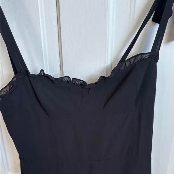 o.p.t. // Toile de Jouy Ruffle Hem Elegant Black Dress