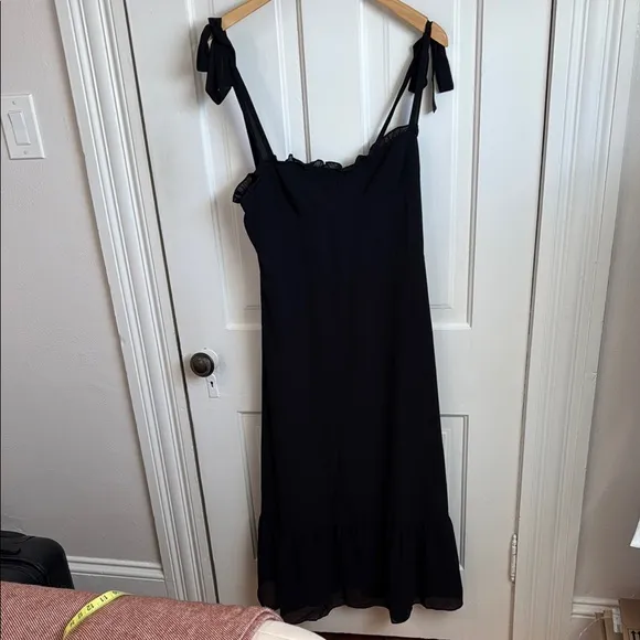 o.p.t. // Toile de Jouy Ruffle Hem Elegant Black Dress
