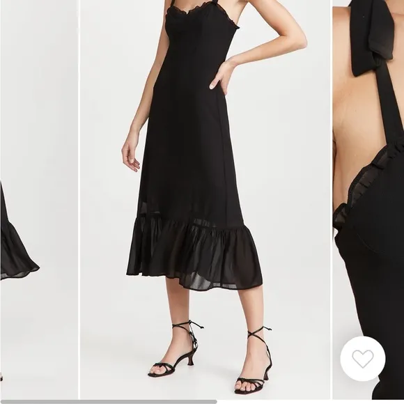 o.p.t. // Toile de Jouy Ruffle Hem Elegant Black Dress