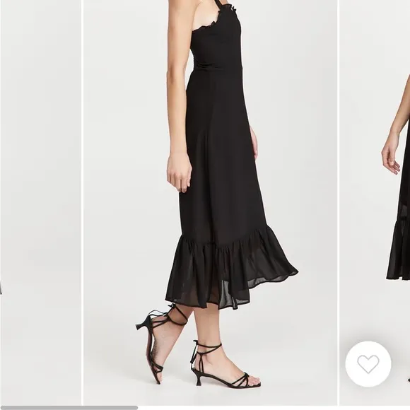 o.p.t. // Toile de Jouy Ruffle Hem Elegant Black Dress