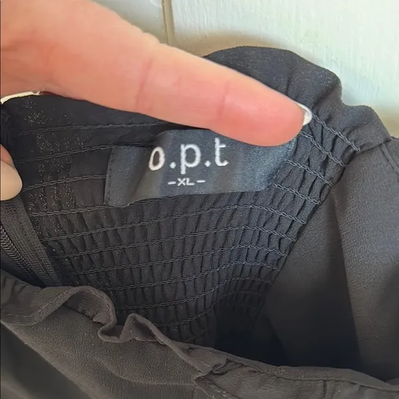 o.p.t. // Toile de Jouy Ruffle Hem Elegant Black Dress