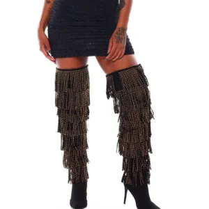 Over The Knee In Fringe Lace Heel Boot